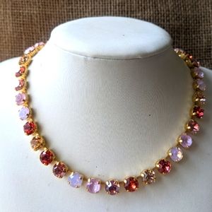 Swarovski Elements Pink Opal and Peach Tint Crystal Necklace